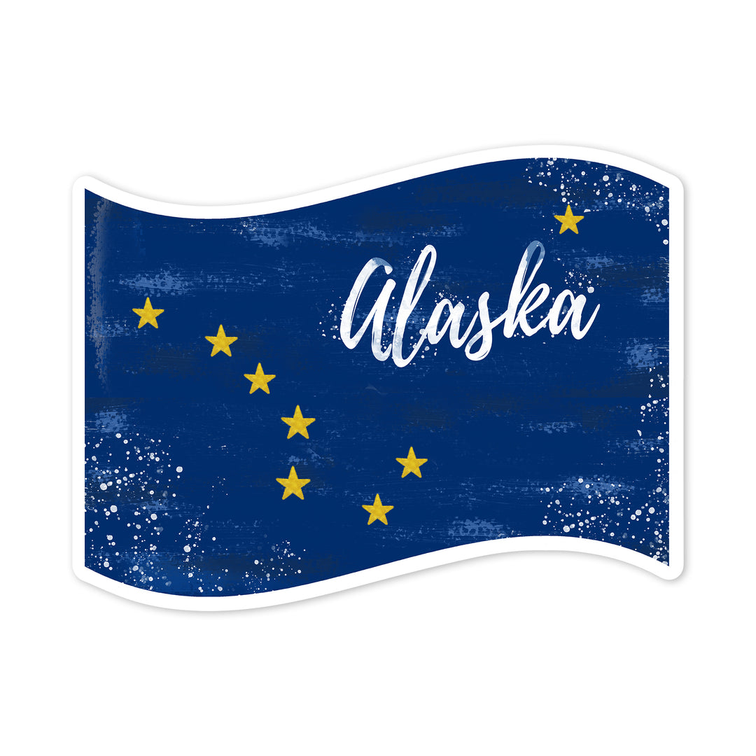 Alaska, State Flag, Watercolor, Contour, Vinyl Sticker
