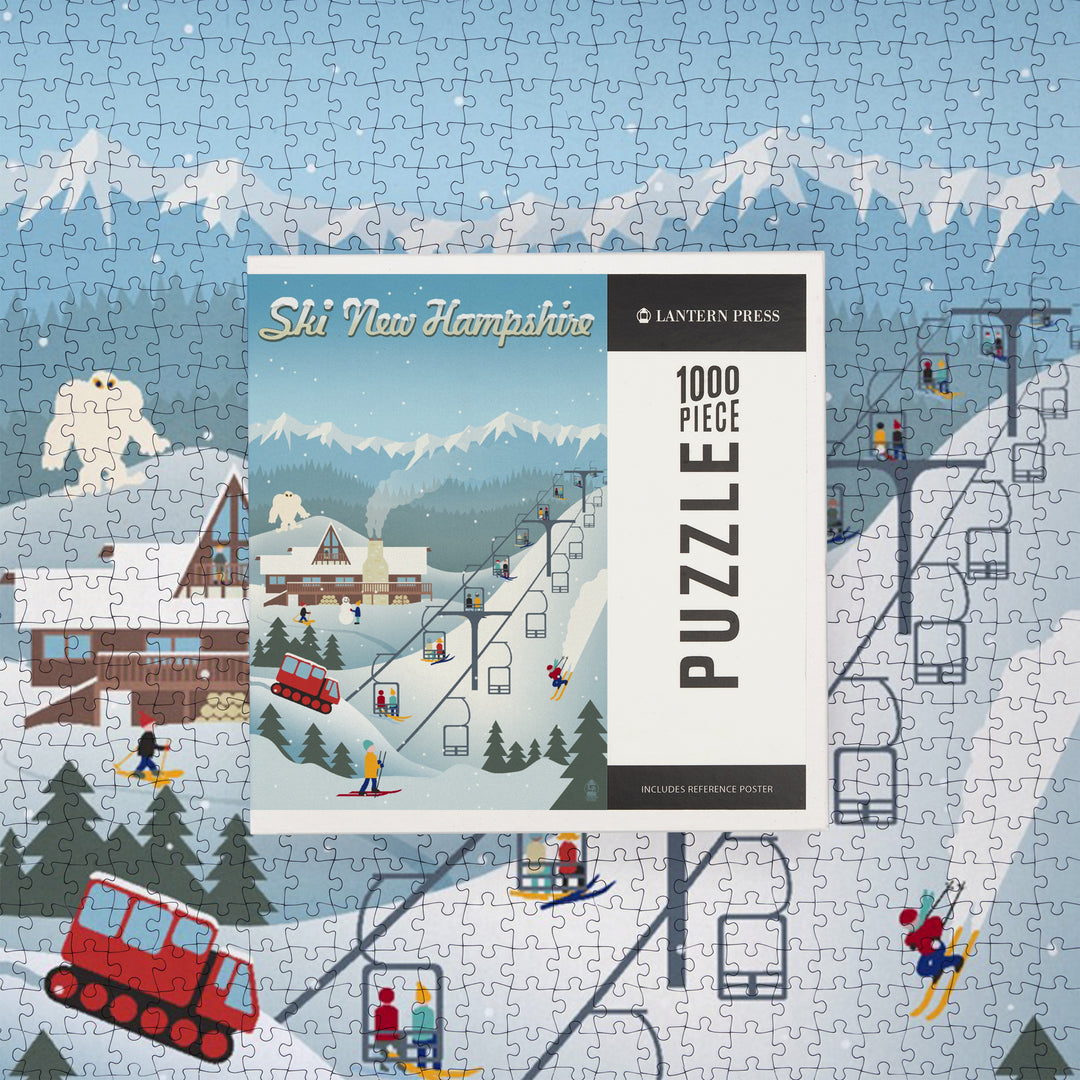 New Hampshire, Retro Ski Resort, 1000 Piece Jigsaw Puzzle