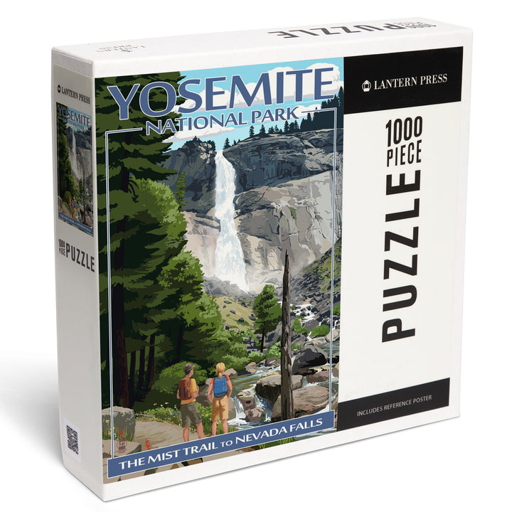 Yosemite National Park, California, Painterly, The Mist Trail, Jigsaw Puzzle