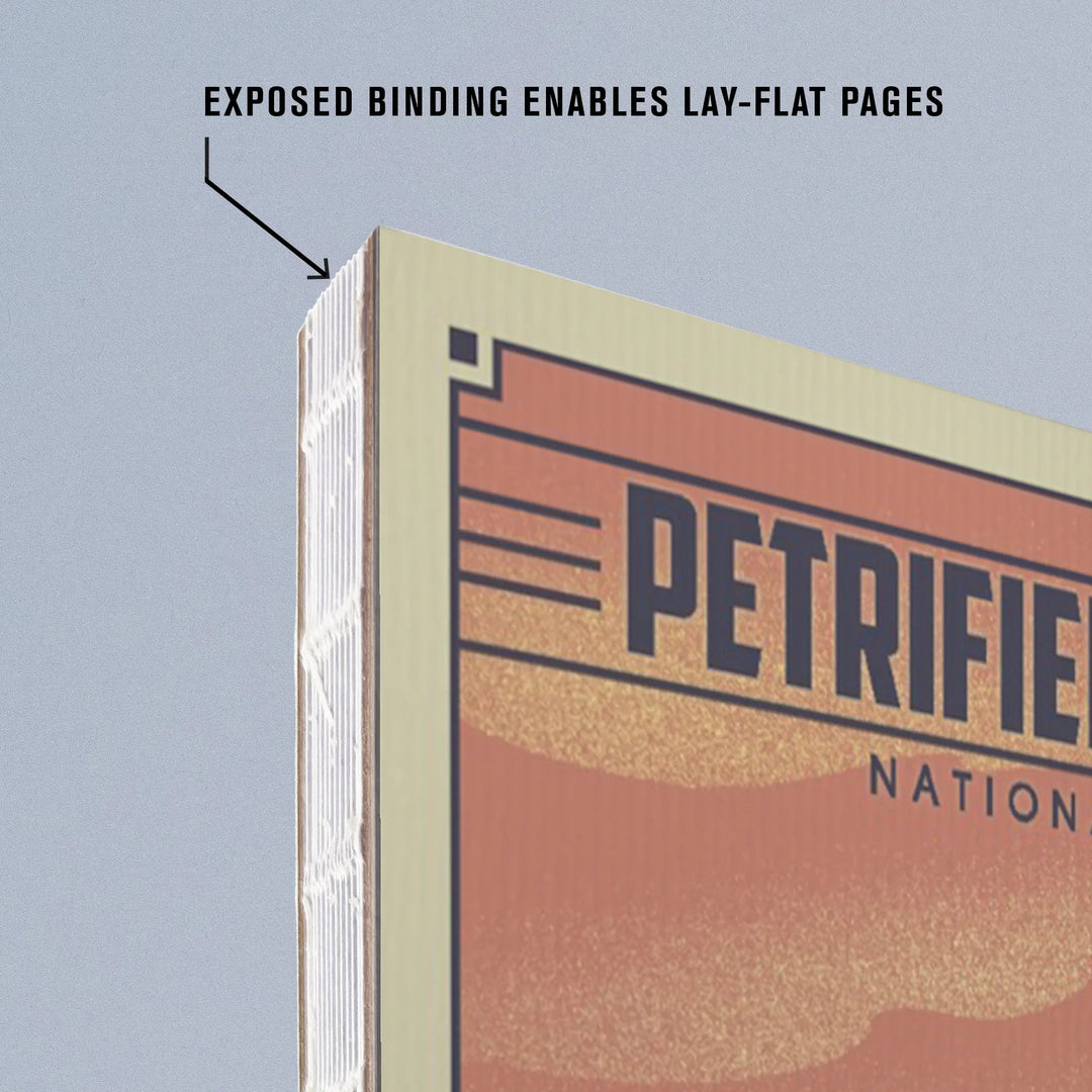 Lined 6x9 Journal, Petrified Forest National Park, Arizona, Lithograph National Park Series, Lay Flat, 193 Pages, FSC paper