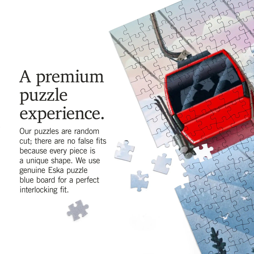 Vail, Colorado, Lithograph, Gondolas, Jigsaw Puzzle