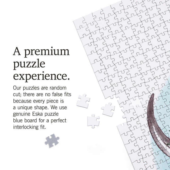 New Mexico, Watercolor, Cow Skull and Flower Crown, 1000 Piece Jigsaw Puzzle