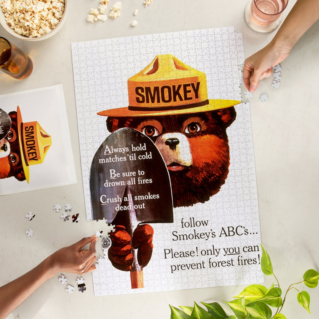Smokey Bear, ABCs, Shovels, Officially Licensed Vintage Poster, Jigsaw Puzzle