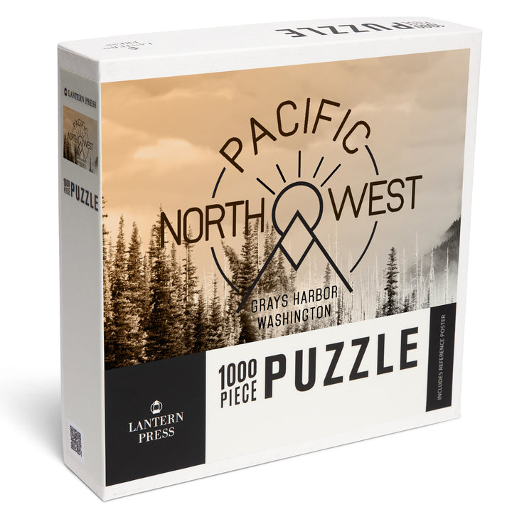 Grays Harbor, Washington, Pacific Northwest, Badge and Forest, 1000 Piece Jigsaw Puzzle