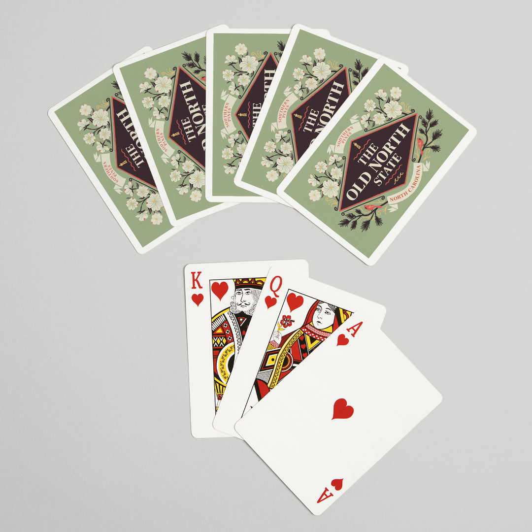 Playing Cards, Southern Pines, North Carolina, State Motto Crest, State Series, 52 Card Deck with Jokers in Box, Unique Art