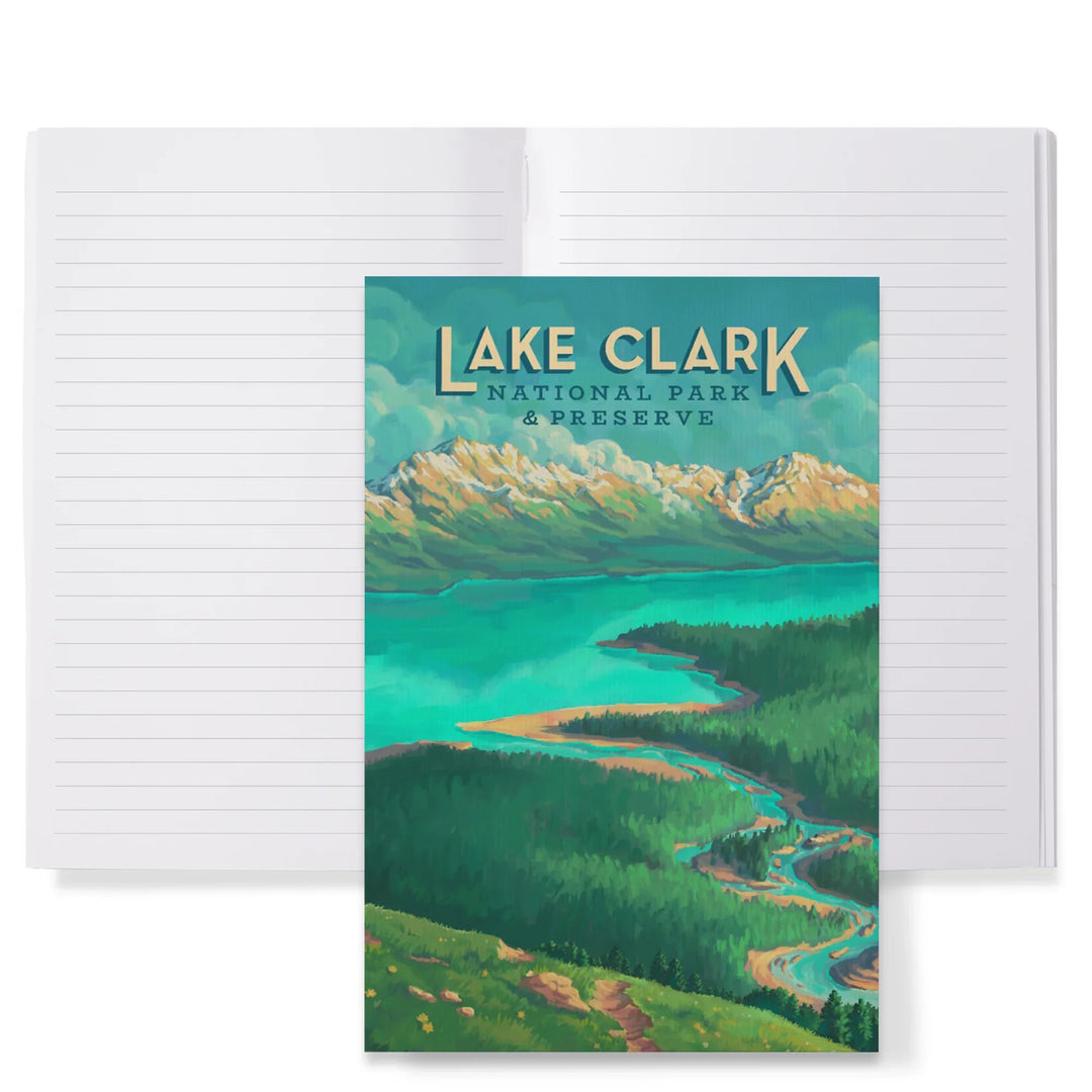 Lined 6x9 Journal, Lake Clark National Park and Preserve, Alaska, Oil Painting, Lay Flat, 193 Pages, FSC paper