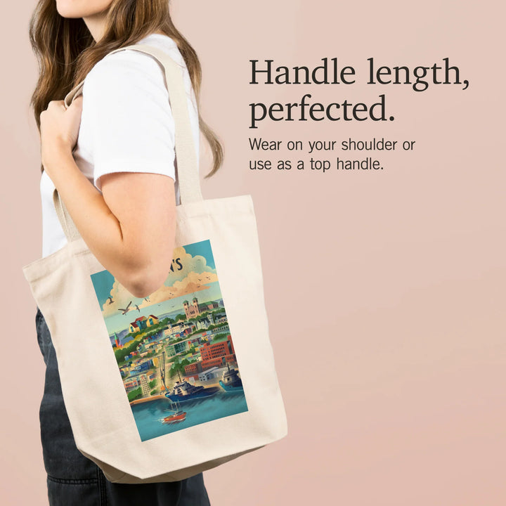 St. John's, Newfoundland and Labrador, Lithograph City Series, Tote Bag