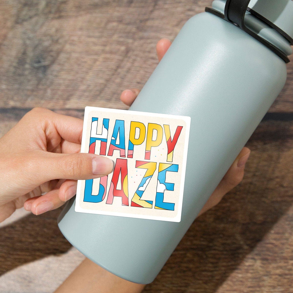 70s Sunshine Collection, Happy Daze, Contour, Vinyl Sticker Sticker Lantern Press 