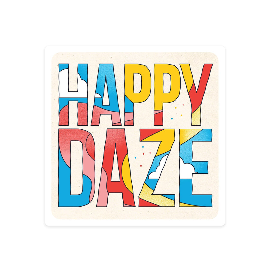 70s Sunshine Collection, Happy Daze, Contour, Vinyl Sticker Sticker Lantern Press 