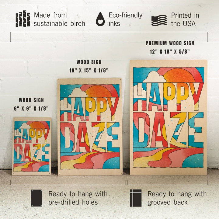 70s Sunshine Collection, Happy Daze, Wood Signs and Postcards Wood Lantern Press 