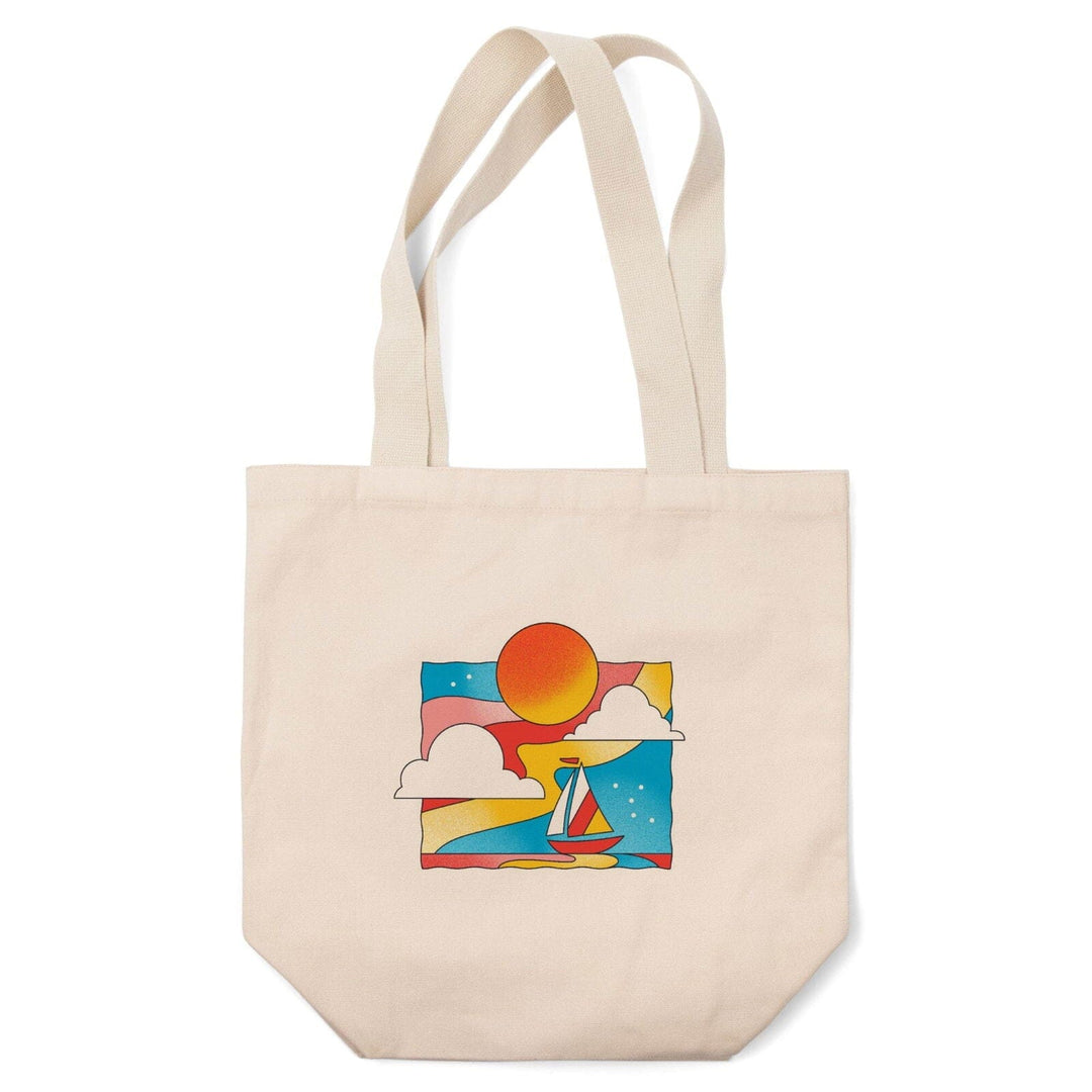 70s Sunshine Collection, Sailboat, Contour, Tote Bag Totes Lantern Press 