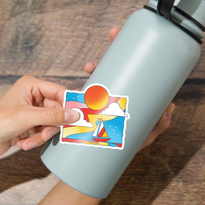 70s Sunshine Collection, Sailboat, Contour, Vinyl Sticker Sticker Lantern Press 