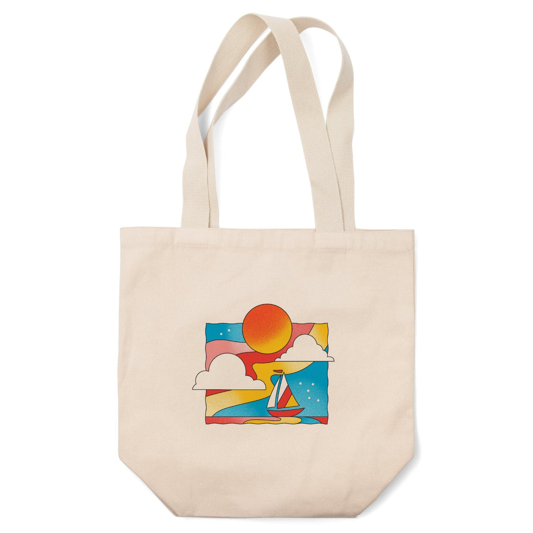 70s Sunshine Collection, Sailboat,, Tote Bag Totes Lantern Press 