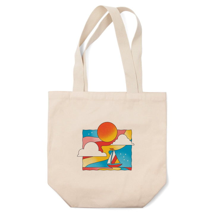 70s Sunshine Collection, Sailboat,, Tote Bag Totes Lantern Press 