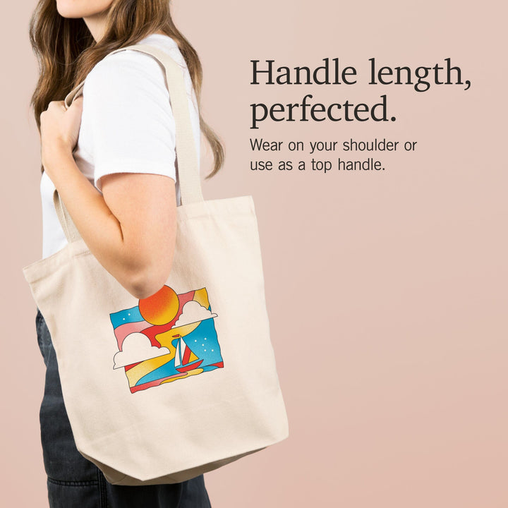 70s Sunshine Collection, Sailboat,, Tote Bag Totes Lantern Press 