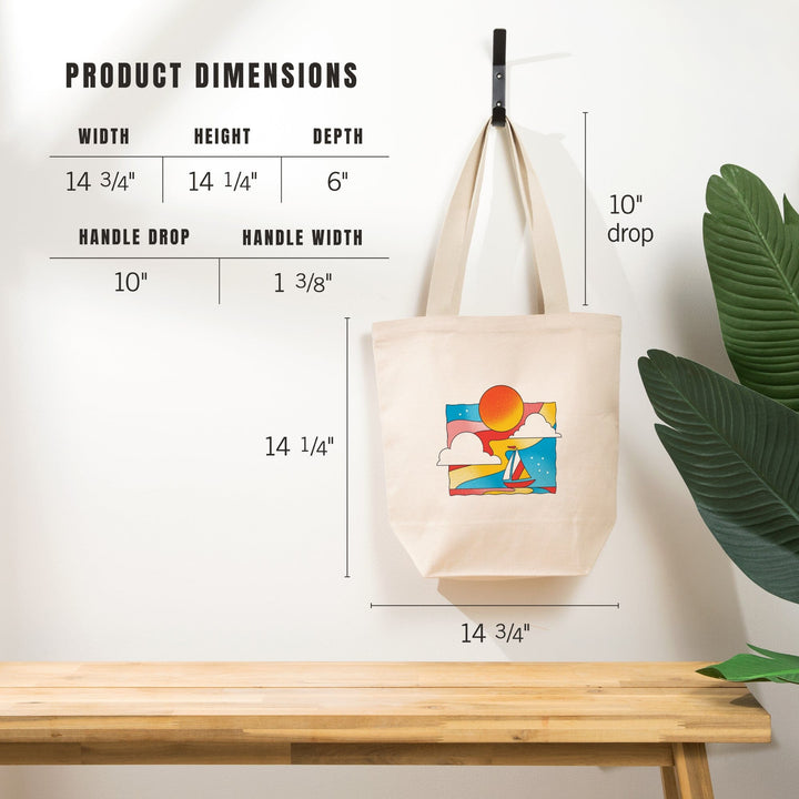 70s Sunshine Collection, Sailboat,, Tote Bag Totes Lantern Press 