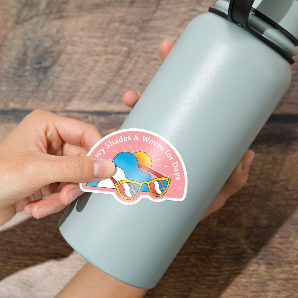 70s Sunshine Collection, Sunglasses, Groovy Shades and Waves For Days, Contour, Vinyl Sticker Sticker Lantern Press 