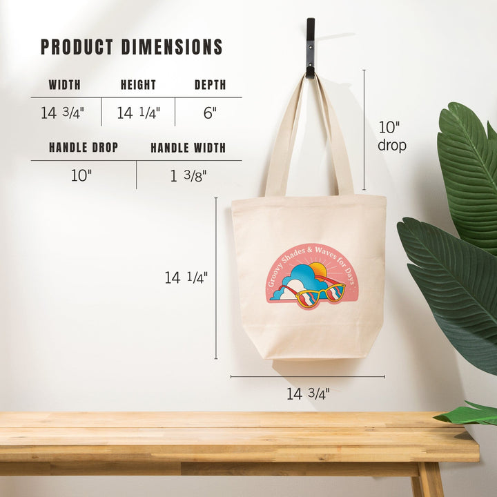 70s Sunshine Collection, Sunglasses, Groovy Shades and Waves For Days,, Tote Bag Totes Lantern Press 