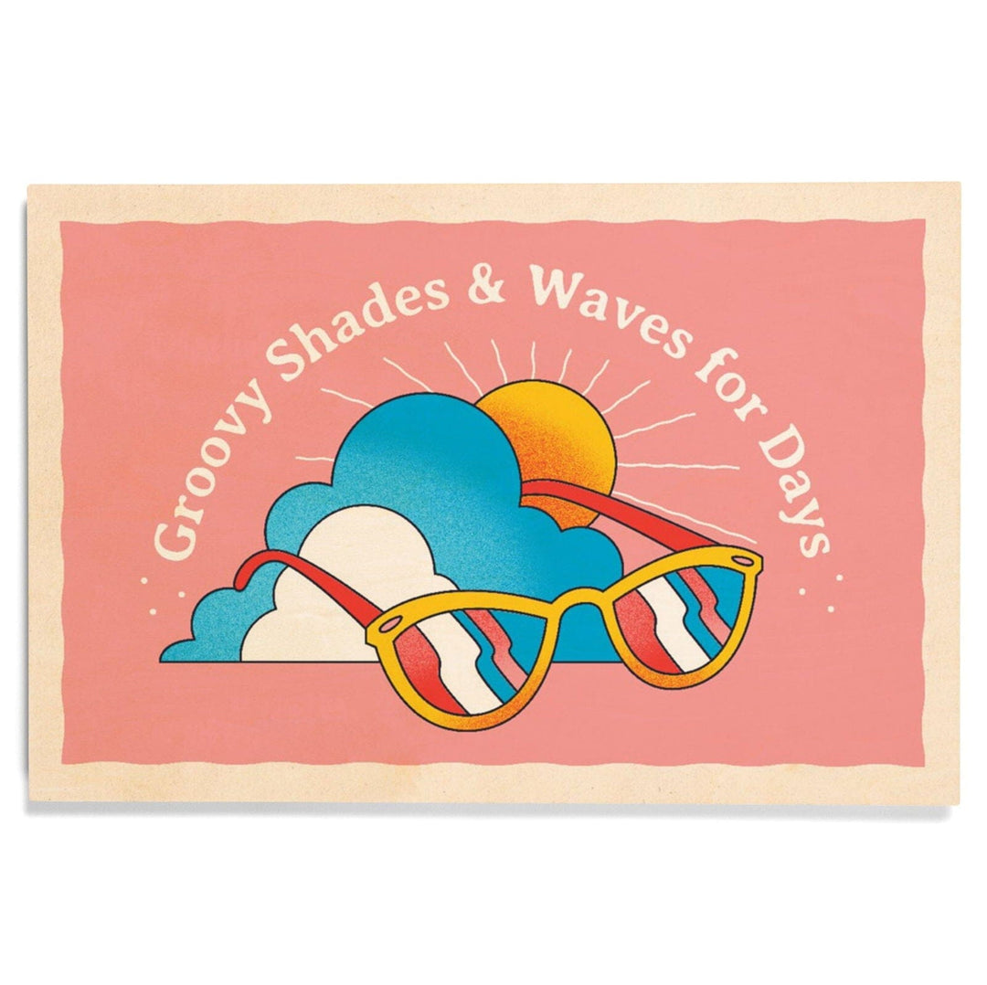 70s Sunshine Collection, Sunglasses, Groovy Shades and Waves For Days, Wood Signs and Postcards Wood Lantern Press 