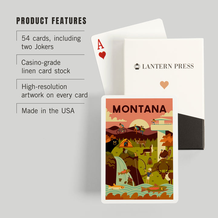 Playing Cards, Montana, Geometric National Park Series, 52 Card Deck with Jokers in Box, Unique Art