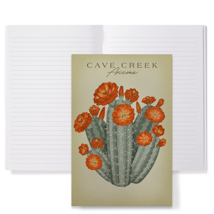 Lined 6x9 Journal, Cave Creek, Arizona, Claretcup Cactus, Vintage Flora, Lay Flat, 193 Pages, FSC paper