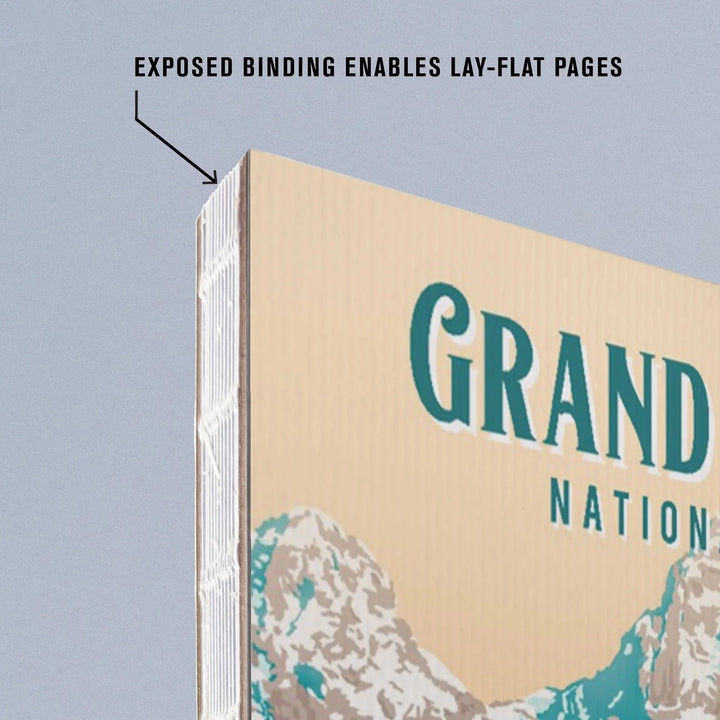 Lined 6x9 Journal, Grand Teton National Park, Wyoming, Painterly National Park Series, Lay Flat, 193 Pages, FSC paper