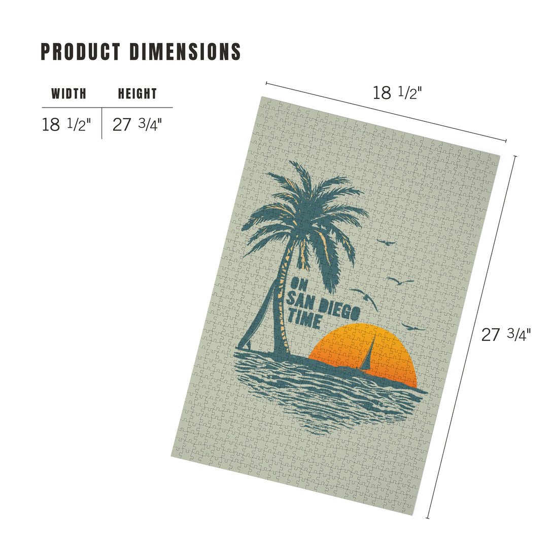 On San Diego Time, Sunset with Palm Tree, 1000 Piece Jigsaw Puzzle