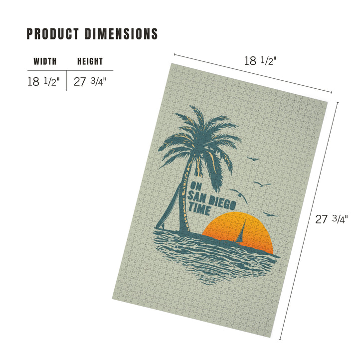 On San Diego Time, Sunset with Palm Tree, 1000 Piece Jigsaw Puzzle
