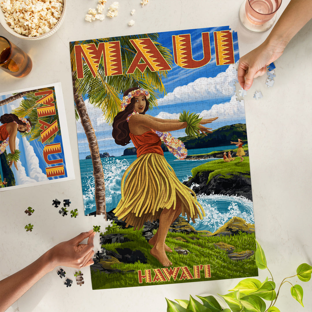 Maui, Hawaii, Hula Girl on Coast, Jigsaw Puzzle