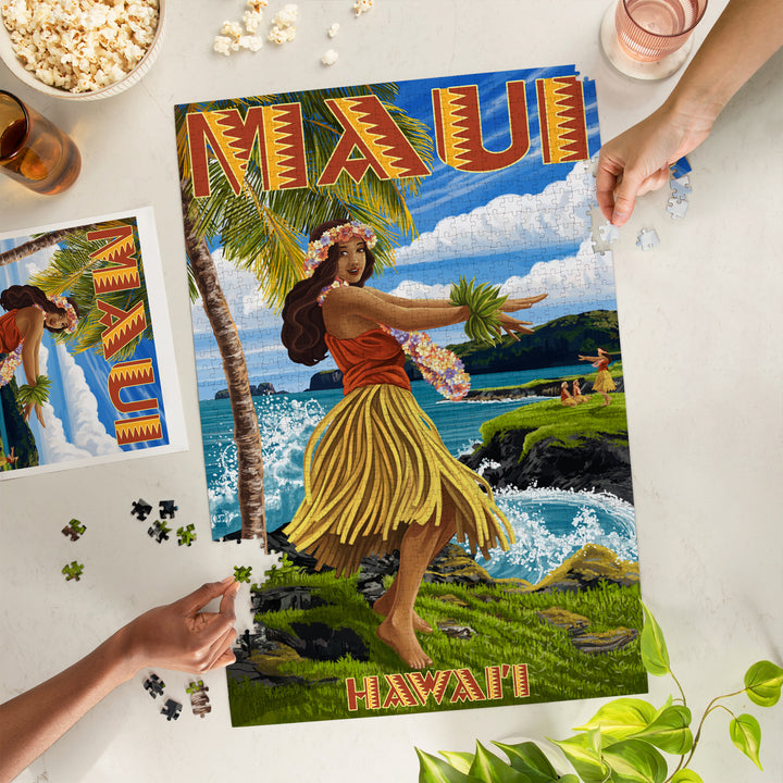 Maui, Hawaii, Hula Girl on Coast, Jigsaw Puzzle