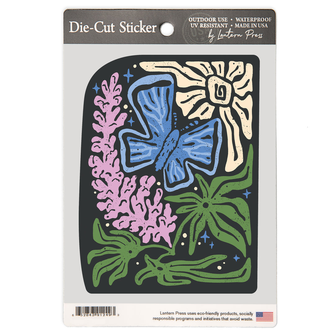 Boho Colorblock, Mission Blue, Vinyl Sticker