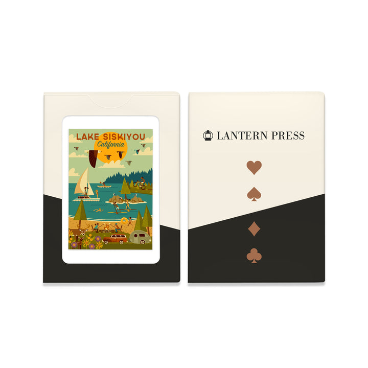 Playing Cards, Lake Siskiyou, California, Lake Geometric, 52 Card Deck with Jokers in Box, Unique Art