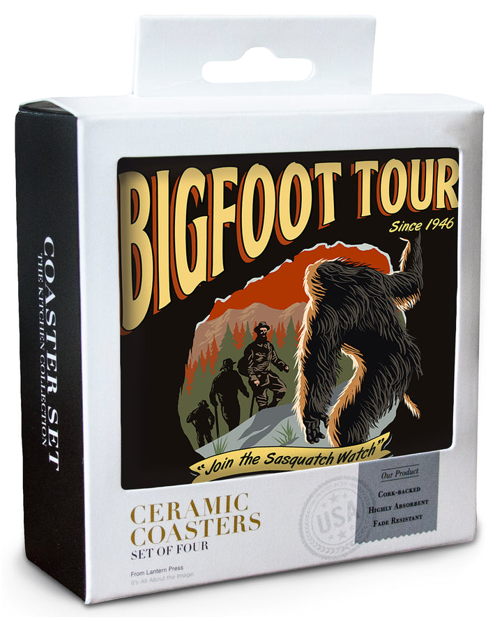 Bigfoot Tours, Vintage Sign (#2), Coaster Set