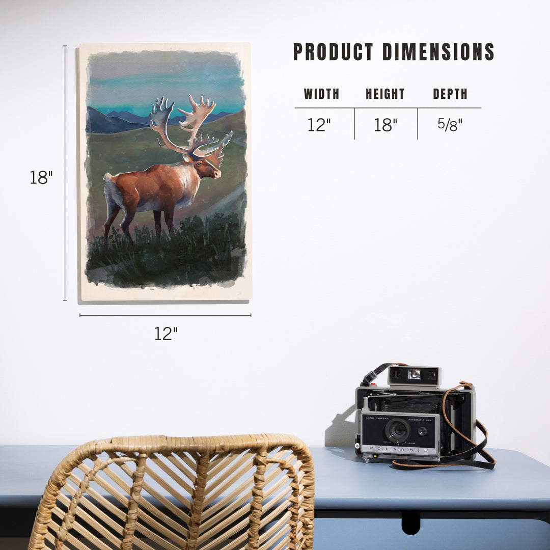 Watercolor Study, Caribou, Wood Signs and Postcards