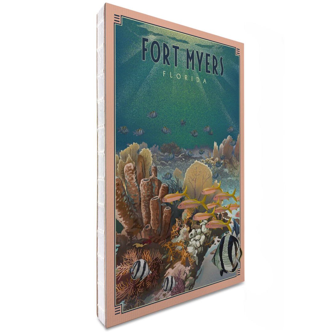 Lined 6x9 Journal, Fort Myers, Florida, Underwater Lithograph, Lay Flat, 193 Pages, FSC paper