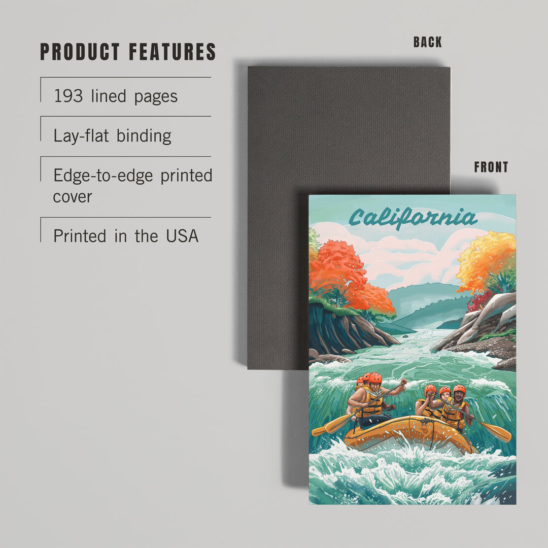 Lined 6x9 Journal, California, Seek Adventure, River Rafting, Lay Flat, 193 Pages, FSC paper