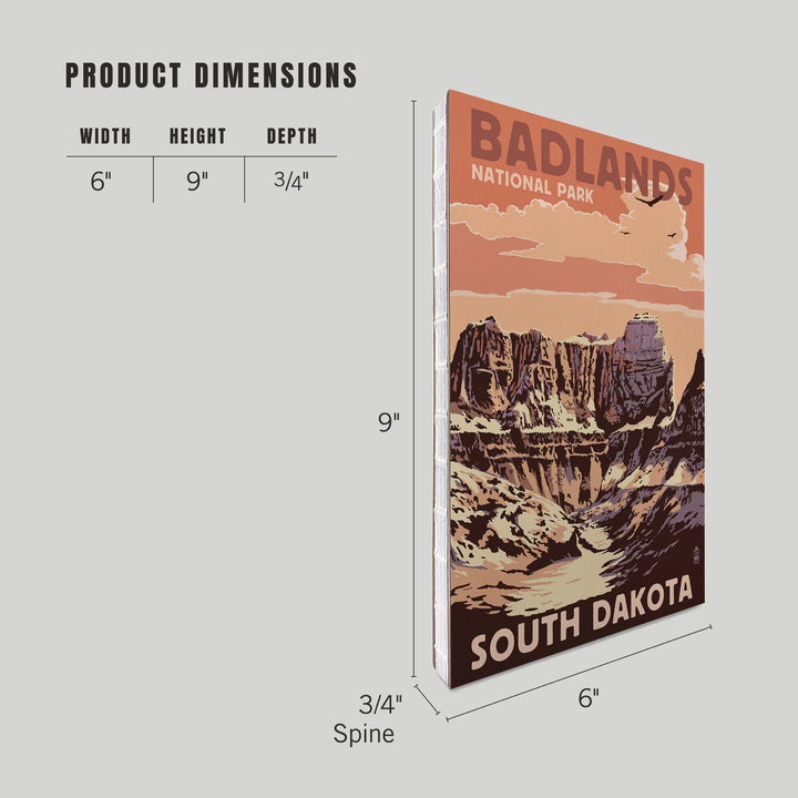 Lined 6x9 Journal, Badlands National Park, South Dakota, Castle Rock, Lay Flat, 193 Pages, FSC paper