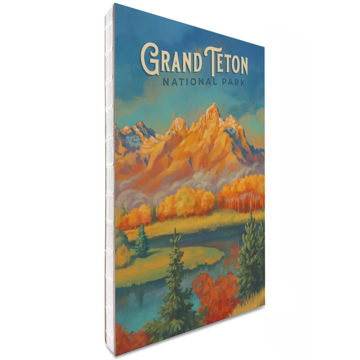 Lined 6x9 Journal, Grand Teton National Park, Wyoming, Oil Painting, Lay Flat, 193 Pages, FSC paper