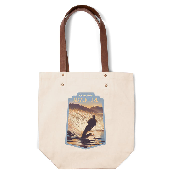 Lithograph, Lean Into Adventure, Water Skiing, Contour, Deluxe Tote