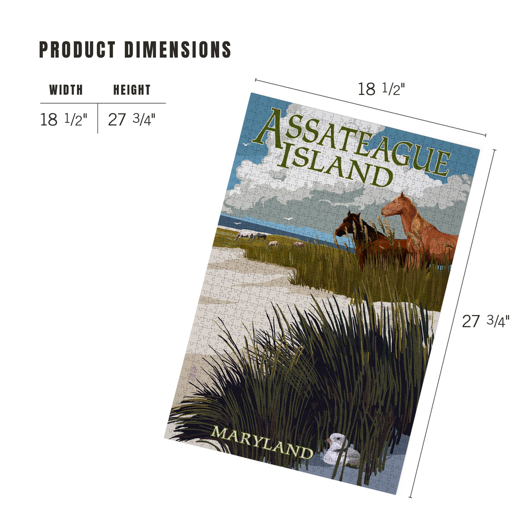 Assateague Island, Maryland, Horses and Dunes, Jigsaw Puzzle