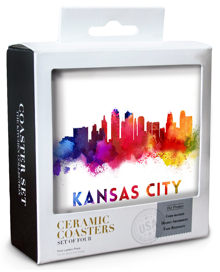 Kansas City, Missouri, Skyline Abstract, Coaster Set