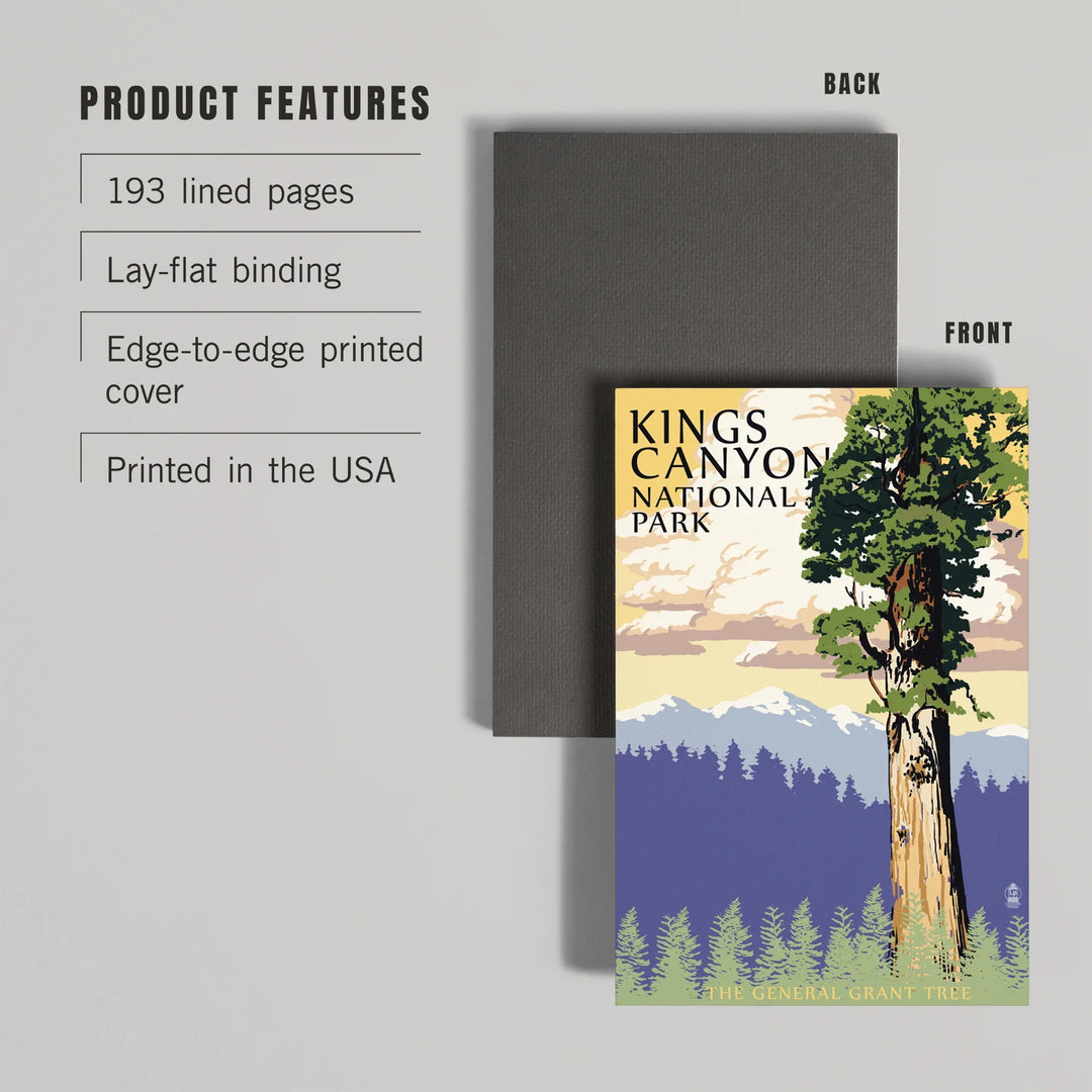 Lined 6x9 Journal, Kings Canyon National Park, California, General Grant Tree and Mountains, Lay Flat, 193 Pages, FSC paper