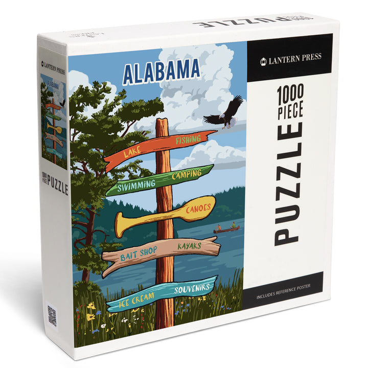 Alabama, Signpost, Lake and Eagle, Jigsaw Puzzle