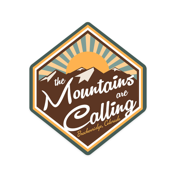 Breckenridge, Colorado, The Mountains are Calling, Contour, Vinyl Sticker