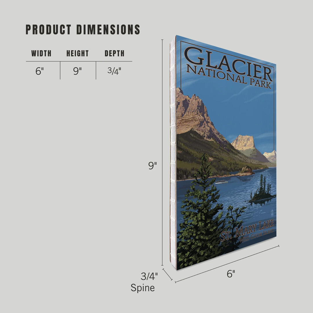 Lined 6x9 Journal, Glacier National Park, Montana, St. Mary Lake, Lay Flat, 193 Pages, FSC paper