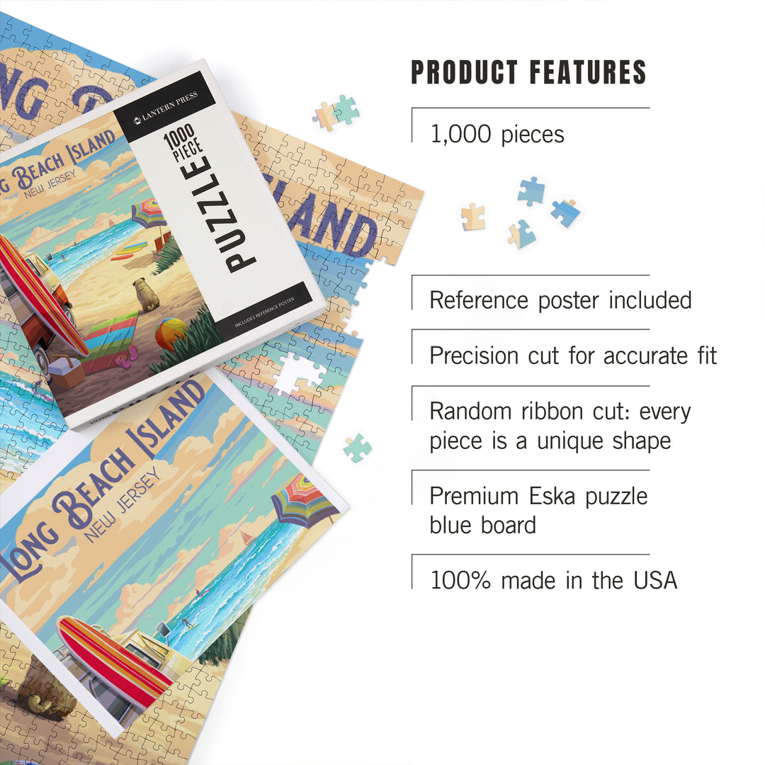 Long Beach Island, New Jersey, Painterly, Beach Activities, 1000 Piece Jigsaw Puzzle