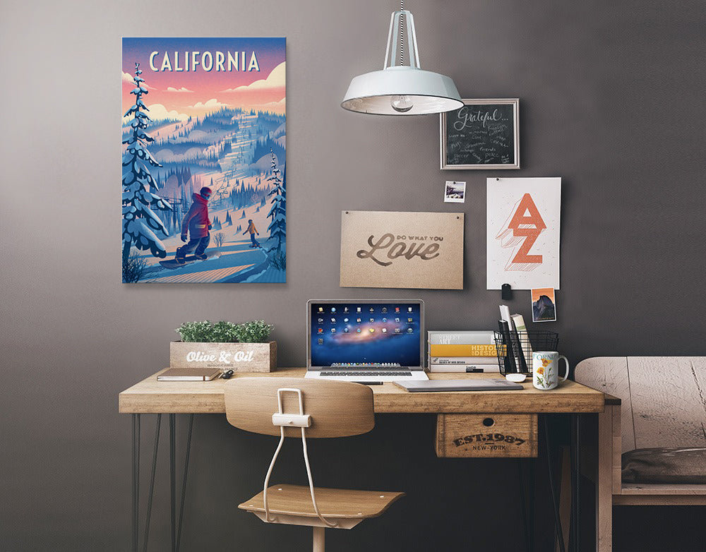 California, Shred the Gnar, Snowboarding, Stretched Canvas