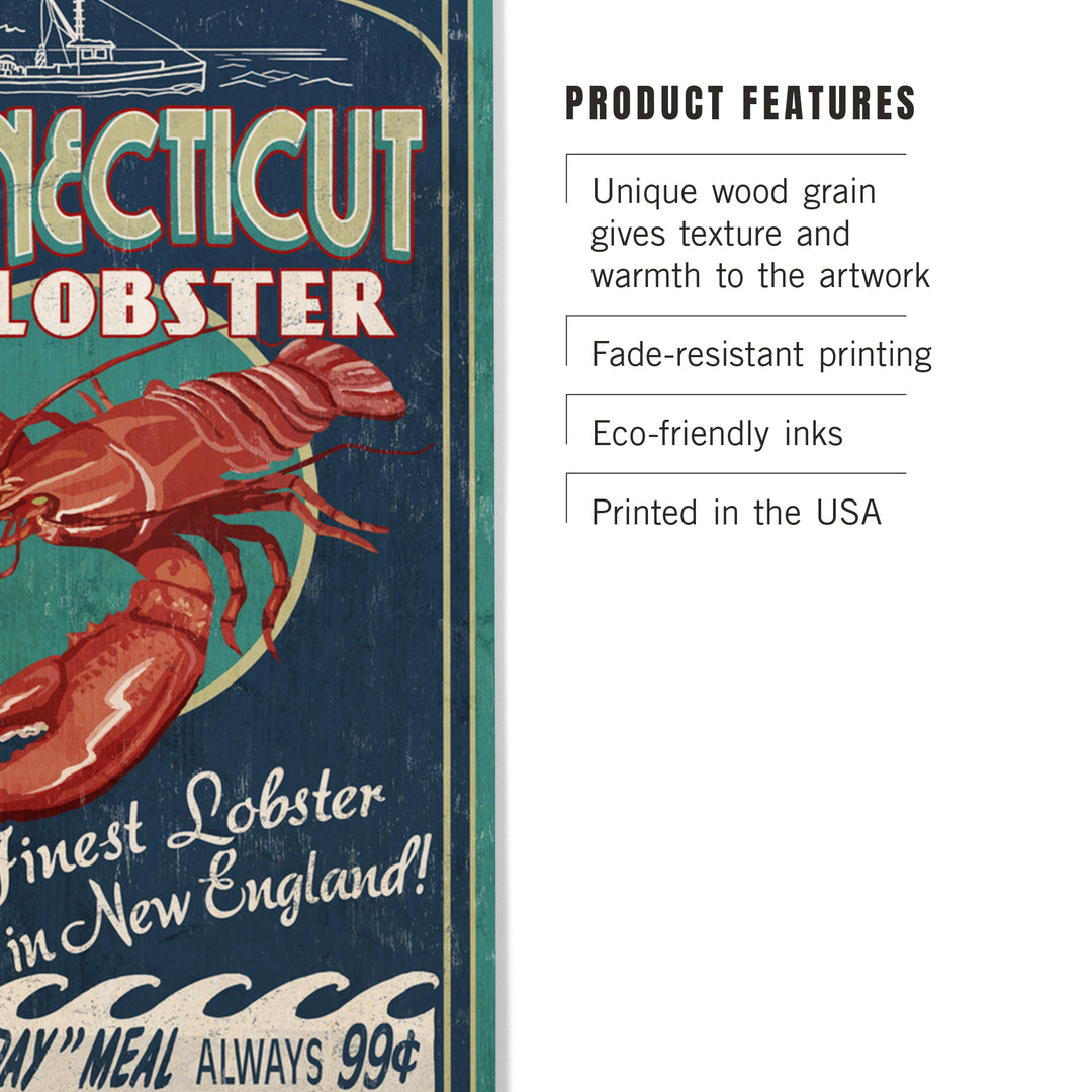 Connecticut, Lobster Shack Vintage Sign, Wood Sign and Postcards
