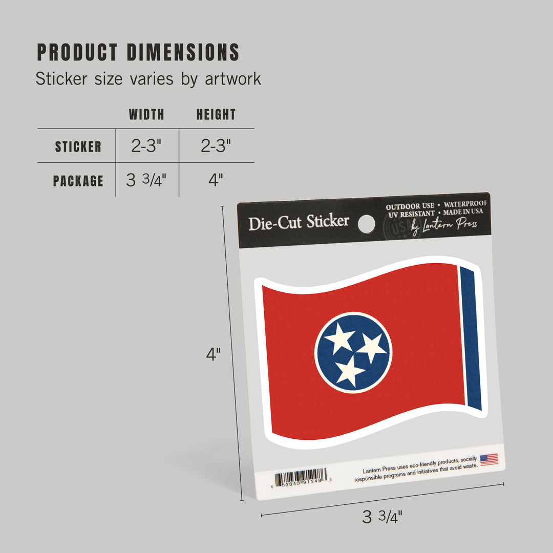 Tennessee State Flag, Letterpress, Contour, Vinyl Sticker