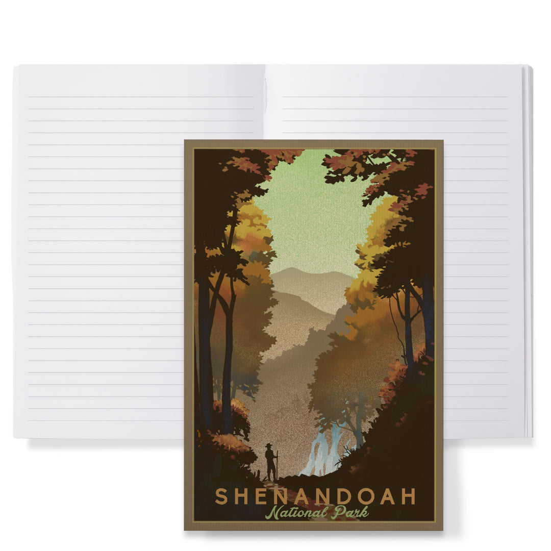 Lined 6x9 Journal, Shenandoah National Park, Falls, Lithograph, Lay Flat, 193 Pages, FSC paper